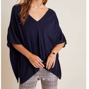 Anthropologie Lightweight Sweater Poncho, XS, Navy, Excellent Condition